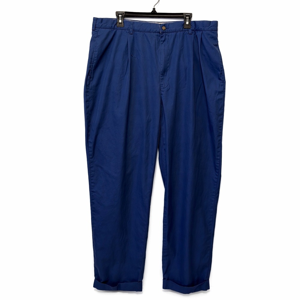 Polo Ralph Lauren Hammond‎ Pant Mens 40x32  Blue Pleated Cotton Chino Cuffed